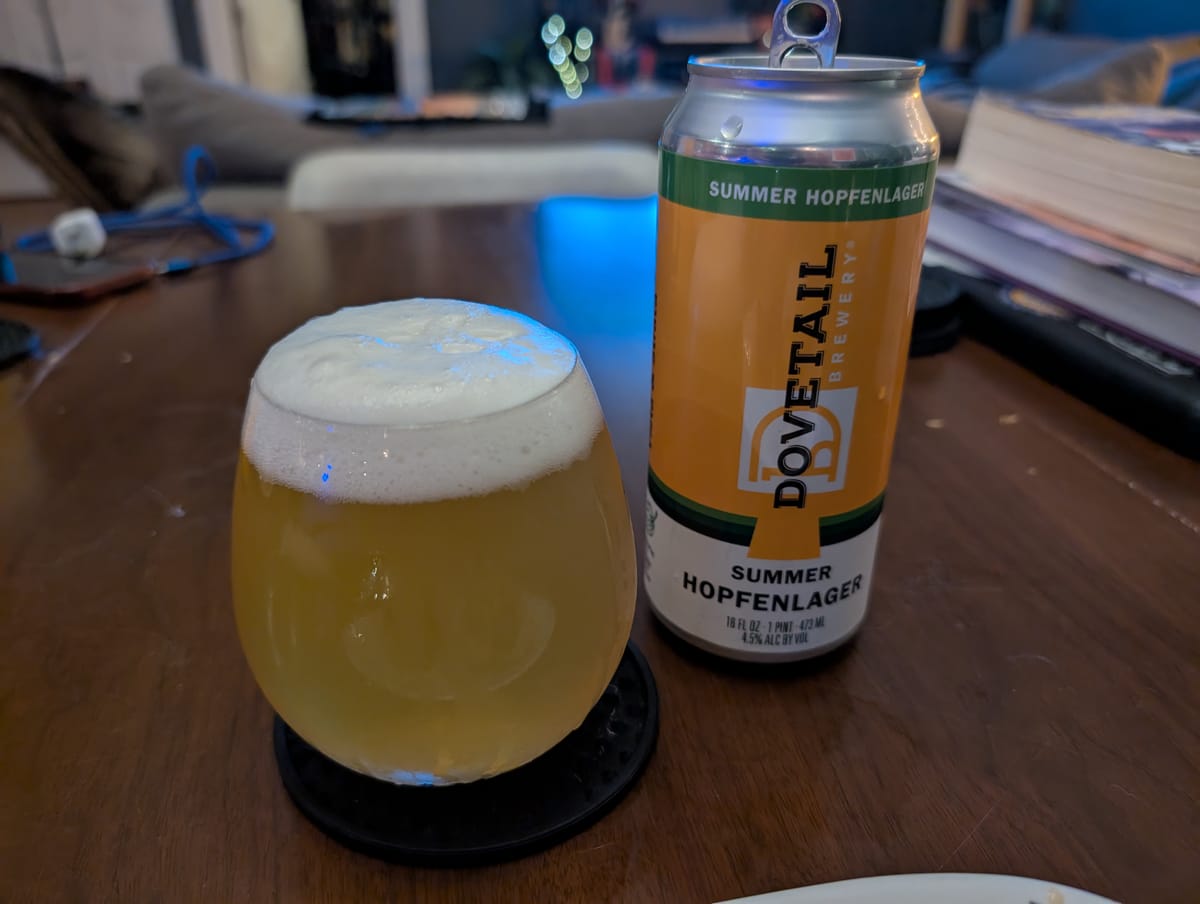 Summer Hopfenlager, Hoppy Lager, Dovetail Brewing